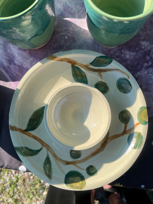 Olive Branch Chip and Dip Plate